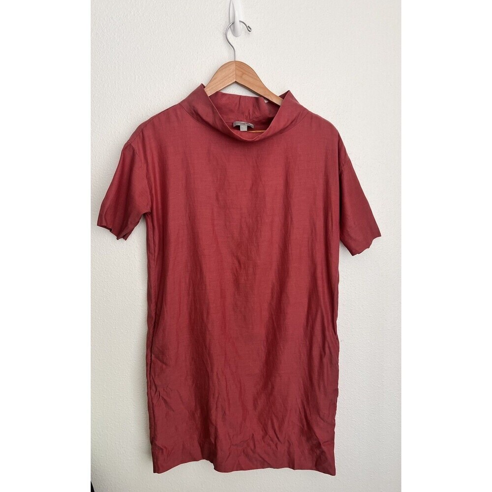 COS Red Long Sleeve Shirt Dress Minimalist Modern Quiet Luxury LagenLook Size 4